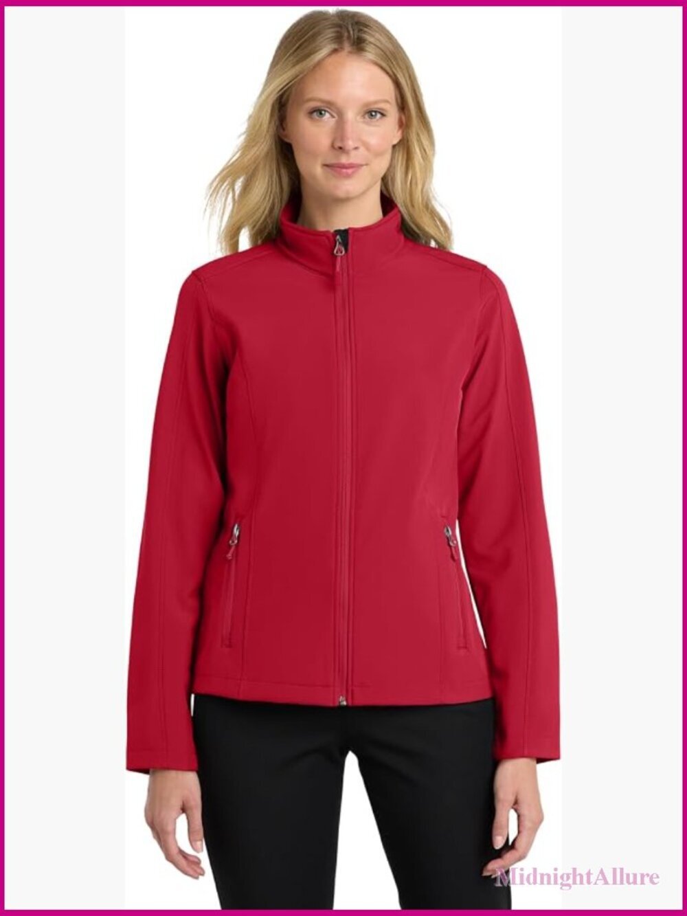 Women's Soft Shell Jacket Long Sleeve Zip Front Water Resistant Fleece Lined